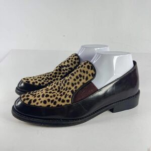 Greater LA women's Leather Cheetah Calf Hair Loafers US 9 Slip On dress Shoes